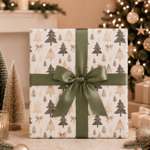 Papel de embrulho de árvore de Natal neutro modern