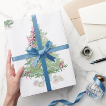 Papel de embrulho de árvore de Natal pastel macio