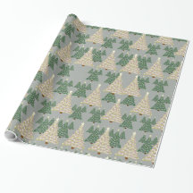 Papel de embrulho de árvore de Natal prateada estr