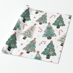 Papel de embrulho de árvore de Natal vintage