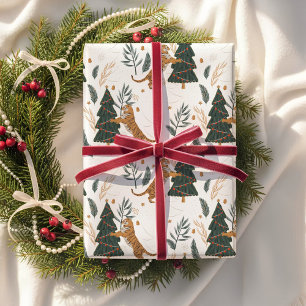 Papel de embrulho de árvore de Natal Vintage Tiger