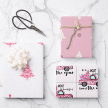 Papel de embrulho de árvore rosa