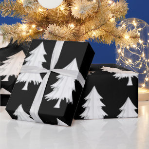 Papel de embrulho de árvores de Natal pretas e bra