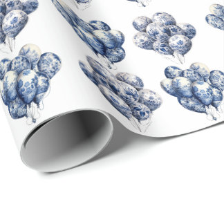 Papel de embrulho de balões azuis de Delft