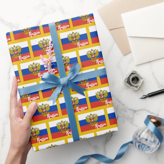 Papel de embrulho de bandeira russa, Ouro, Rússia (Presentear)