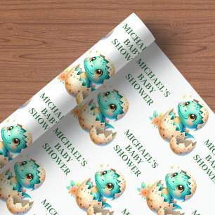 Papel de embrulho de bebê dinossauro fofo chocando