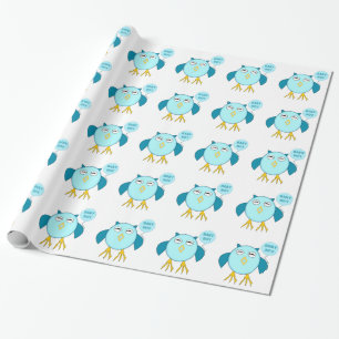 Papel de embrulho de bebê menino azul fofo
