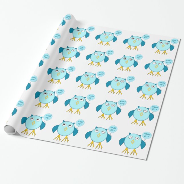 Papel de embrulho de bebê menino azul fofo (Desenrolado)