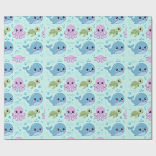 Papel de embrulho de bebês animais do oceano