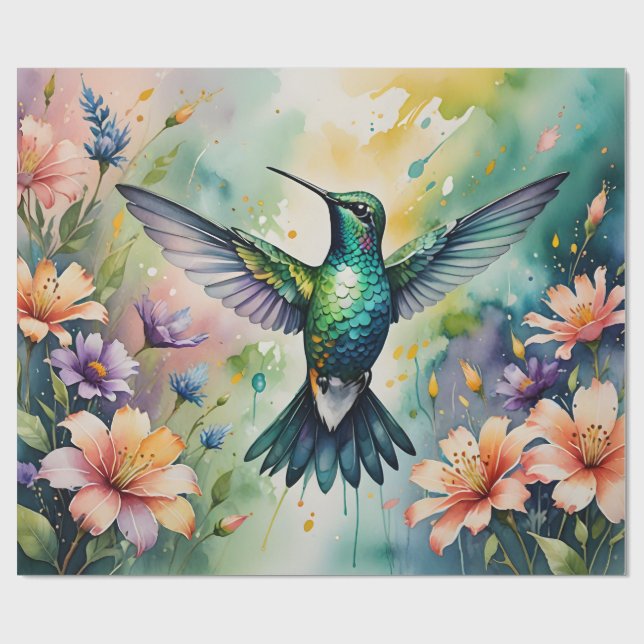 papel de embrulho de beija-flor colorido (Aberto)