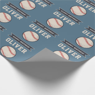 Papel de embrulho de beisebol personalizado Feliz 