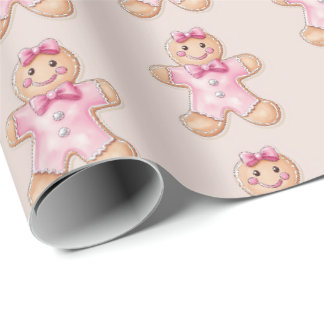 Papel de embrulho de biscoito, pão de Natal rosa,