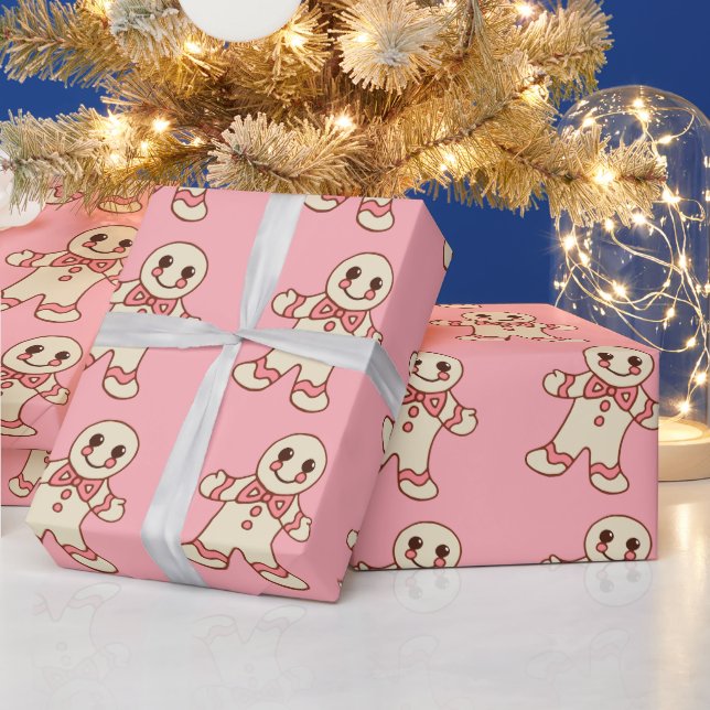 Papel de embrulho de biscoitos de Natal rosa (Feriados)