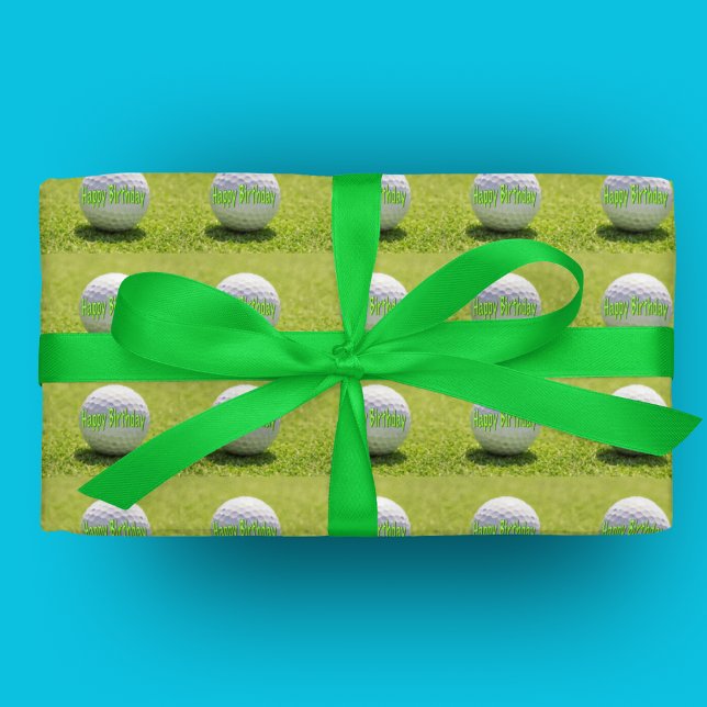 Papel de embrulho de bola de golfe de aniversário  (Criador carregado)