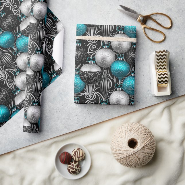 Papel de embrulho de bolas de Natal (Artesanato)