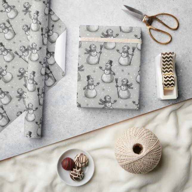 Papel de embrulho de boneco de neve (Artesanato)