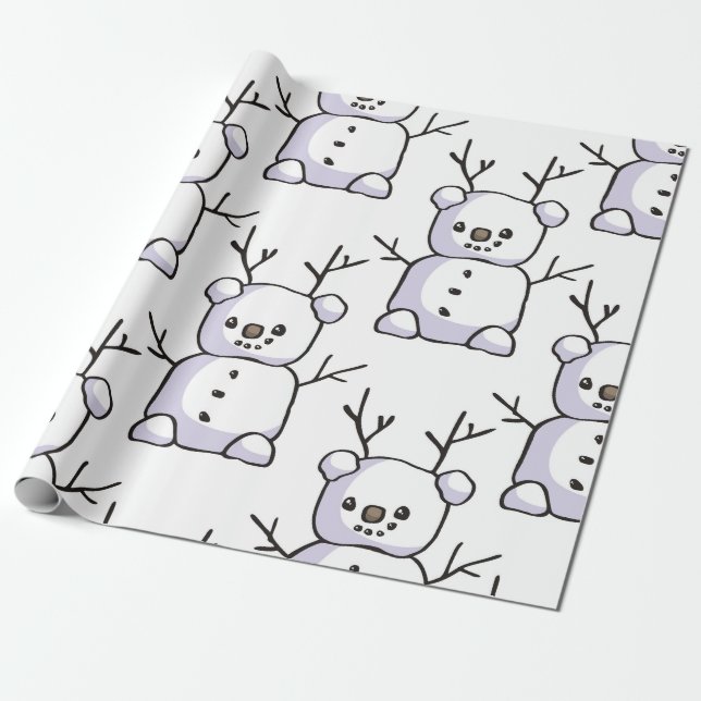 Papel de Embrulho de Bonecos de Neve Caprichosos (Desenrolado)