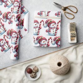 Papel de embrulho de bonecos de neve de feriado