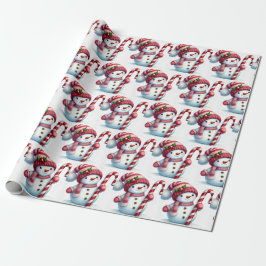 Papel de embrulho de bonecos de neve de feriado