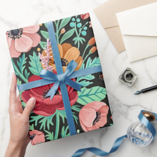 Papel de embrulho de borboleta floral boho abstrat