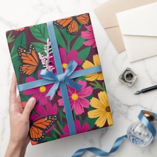 Papel de embrulho de borboletas boho coloridas abs