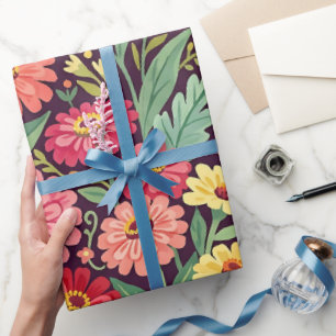 Papel de embrulho de borboletas e zínias abstratas