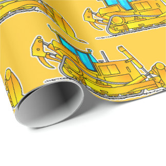 Papel de embrulho de Bulldozer amarelo, presente d
