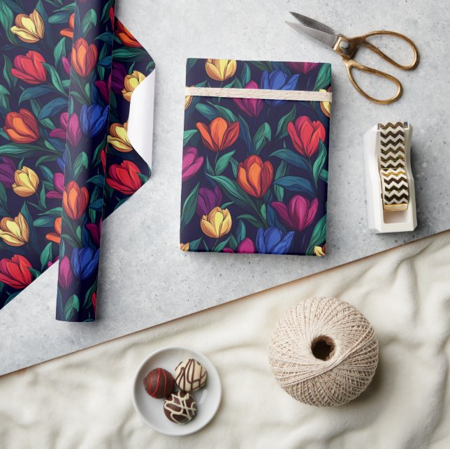 Papel de embrulho de buquê de tulipas de verão ous (Artesanato)