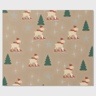 Papel de embrulho de cabra de Natal fofo