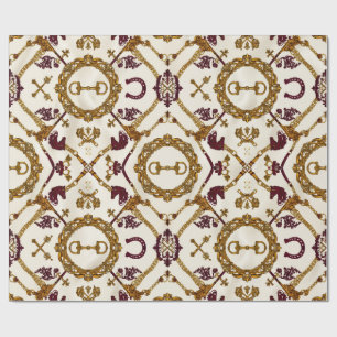 Papel de embrulho de cachecol equestre vintage