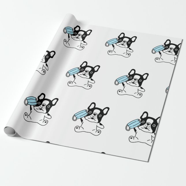Papel de embrulho de cachorrinho BULLDOG FRANCÊS C (Desenrolado)