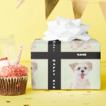 Papel de embrulho de cachorro Morkie em preto com