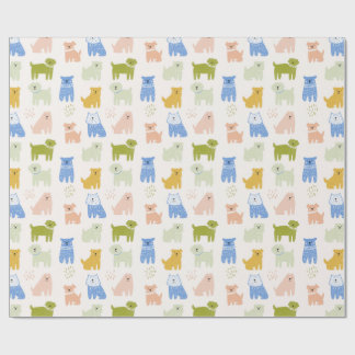 Papel de embrulho de cachorros coloridos fofos