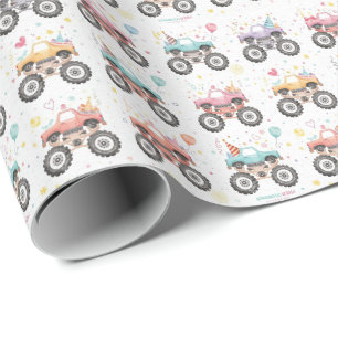 Papel de embrulho de caminhão monstro para meninas