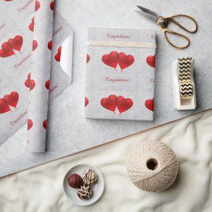 Papel de embrulho de casamento Balões Coração Verm
