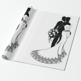 Papel de embrulho de casamento branco e preto