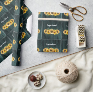 Papel de embrulho de casamento com girassóis em az