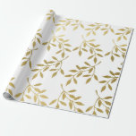 Papel de embrulho de casamento de folha botânica e<br><div class="desc">Presentes de casamento elegantes com um padrão de folha botânica em ouro falso tornam uma apresentação incrível. Ideal para recém-casados, chá de noiva, chá de casamento, novas casas, chá de noivado e mais.</div>