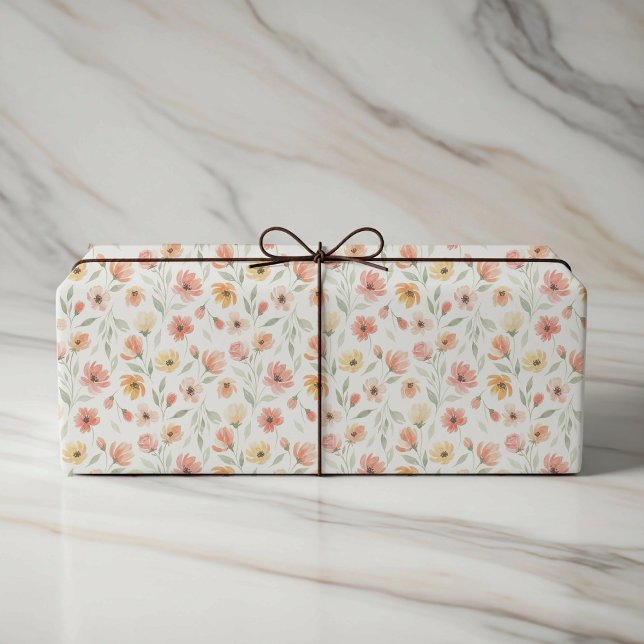 Papel de embrulho de casamento floral em tons de p (Criador carregado)
