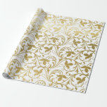 Papel de embrulho de casamento padrão floral doura<br><div class="desc">Dar presentes de casamento num padrão floral damasco dourado falso torna uma apresentação incrível. Ideal para recém-casados, chá de noiva, presentes para novas casas, chá de noivado e mais.</div>