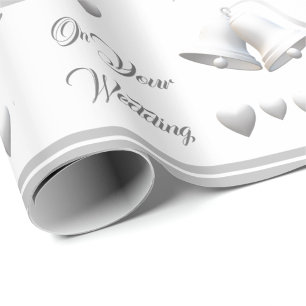 Papel de embrulho de casamento Silver Hearts & Bel