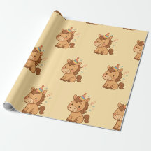 Papel de embrulho de cavalo de desenho animado fof