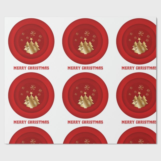 Papel de embrulho de cera de Natal Vermelho e Dour (Aberto)