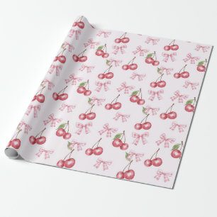 Papel de embrulho de cereja aquarela Papel de pres