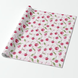 Papel de embrulho de cereja aquarela Papel de pres
