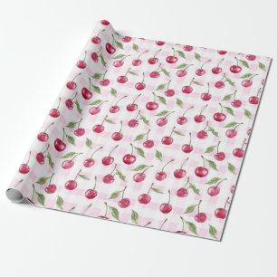 Papel de embrulho de cereja aquarela Papel de pres