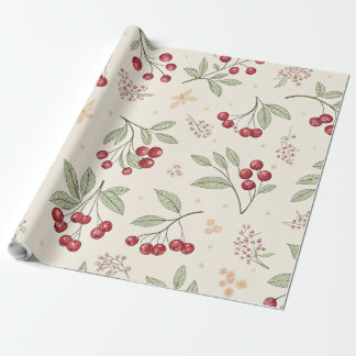 Papel de embrulho de cereja em aquarela vintage