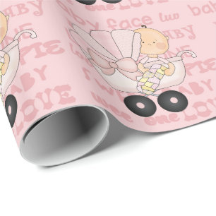 Papel de embrulho de Chá de fraldas de Baby Girl