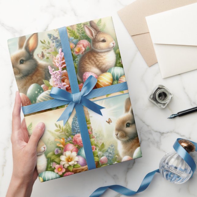 Papel de embrulho de coelho de Páscoa Collage (Presentear)