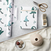 Papel de embrulho de cogumelo azul caprichoso